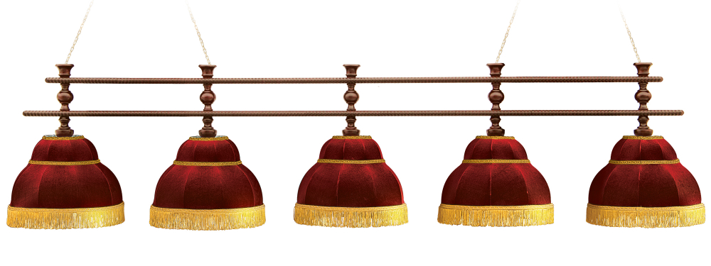 Лампа Аристократ-3 5пл. береза (№3,бархат зеленый,бахрома желтая,фурнитура золото)