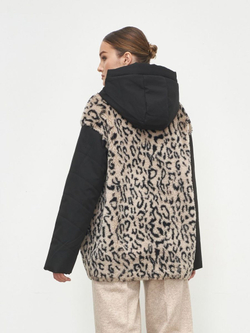 Шуба женская чебурашка тедди с капюшоном короткая, SilverFox (арт. 2204-021-7,4)