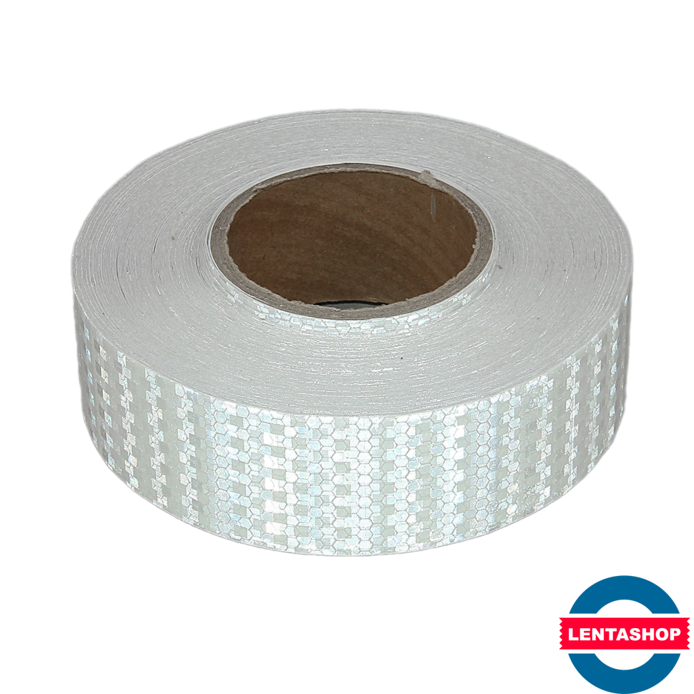 Белая светоотражающая лента самоклеящаяся 50 мм х 45 м