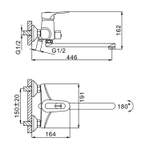 Смеситель для ванны и раковины 40к F2204 FRAP (L излив, хром, латунь)
