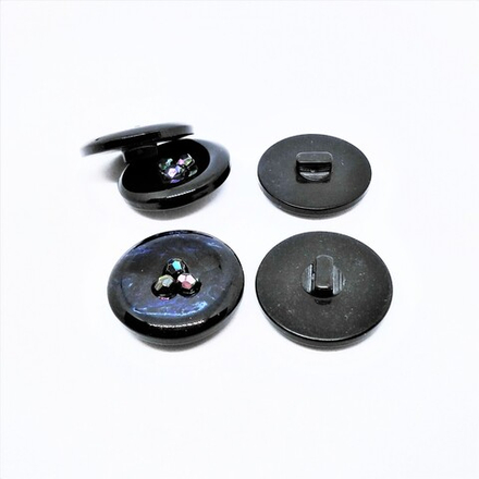 Пуговицы №775, на ножке, 34мм, цв.синий со стразами (CB L-099)