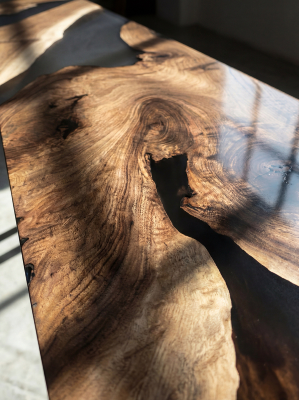 Барный стол из ореха со смолой