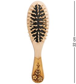 Народные промыслы BST-327/4 Массажная расческа деревянная «Полевые цветы» (береста)