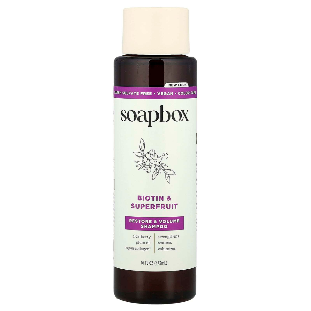 Soapbox, Restore & Volume Shampoo, Biotin & Superfruit, 16 fl oz (473 ml)