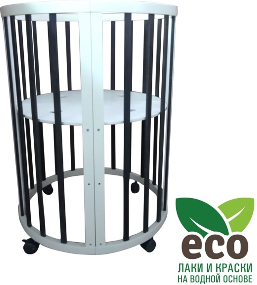 Детская кровать "Соня 02" ОВАЛЬНАЯ 8 в 1 Колесо ВЕНГЕ-БЕЛАЯ (75*125)