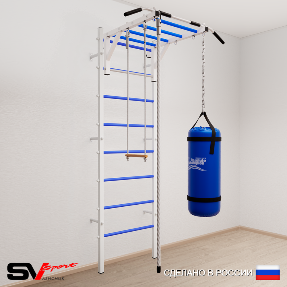 Шведская стенка Sv Sport усиленная 6351 (Турник рукоход/Канат/Трапеция/Цепь/Мешок 15кг)