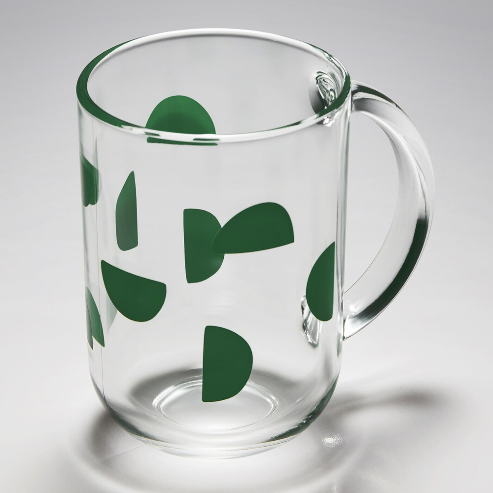 Набор кружек IKEA SKEDSTOR, Зеленый, Белый, Стекло, 300 мл, 2 шт