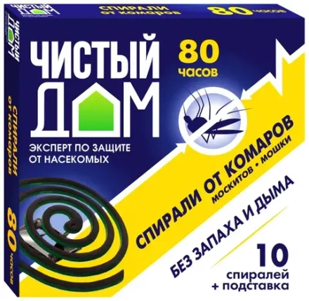 Спираль от комаров Чистый дом 80 часов