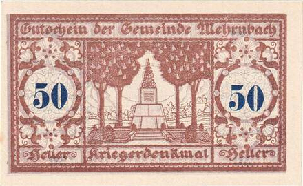 Австрия 50 геллеров 1920 Мернбах aUNC