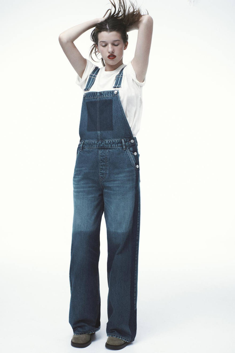 ZARA ДЖИНСОВЫЙ КОМБИНЕЗОН TRF, МОРСКОЙ СИНИЙ