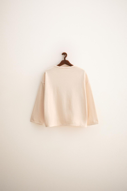 ZARA ZARA TIMELESS - ОДНОТОННАЯ ФУТБОЛКА, БЕЖЕВЫЙ