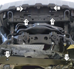 Защита алюминиевая 4 мм Р JAC T8 (только с защитой двигателя) Motodor.348301