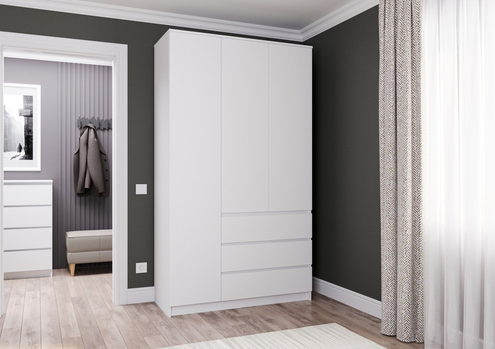 Шкаф для одежды распашной с полками Белый, 160х50х210 см Мори ДСВ Мебель