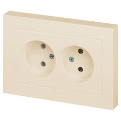 Розетка Intro Accent 6-204-02 двойная 2х2P 16А-250В IP20 СУ AL/CU слоновая кость