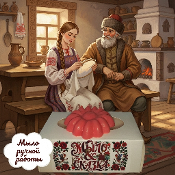 Мыло ручной работы & сказка "Аленький цветочек"(подарочная упаковка), для тела, для рук и лица, ручная работа, 20 г