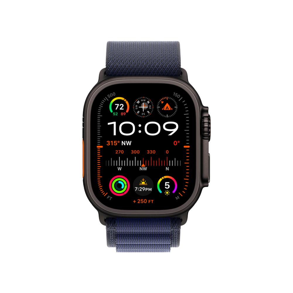 Apple Watch Ultra 2 GPS + Cellular, 49 мм, корпус из черного титана, ремешок Alpine темно-синего цвета, размер M
