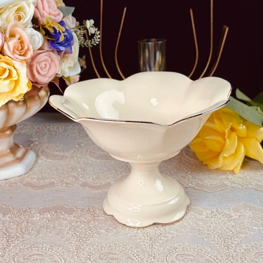 Lenardi 205-558 Конфетница 20см МИРАЖ на ножке в под.уп.(х8)Фарфор