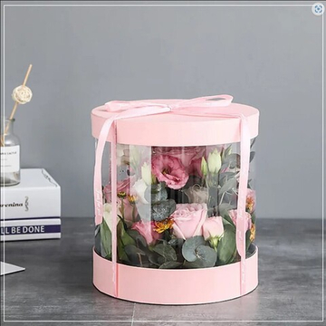 Шляпная упаковка РОЗОВАЯ д. 12 см высота 12 см.