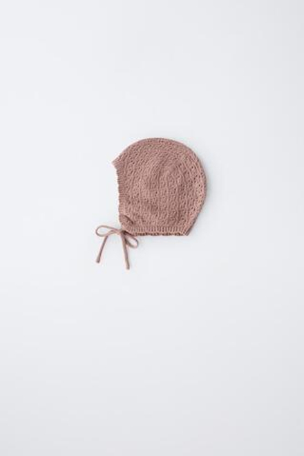 ZARA ТРИКОТАЖНЫЙ ЧЕПЧИК ИЗ ХЛОПКА И ШЕЛКА, РОЗОВАТЫЙ