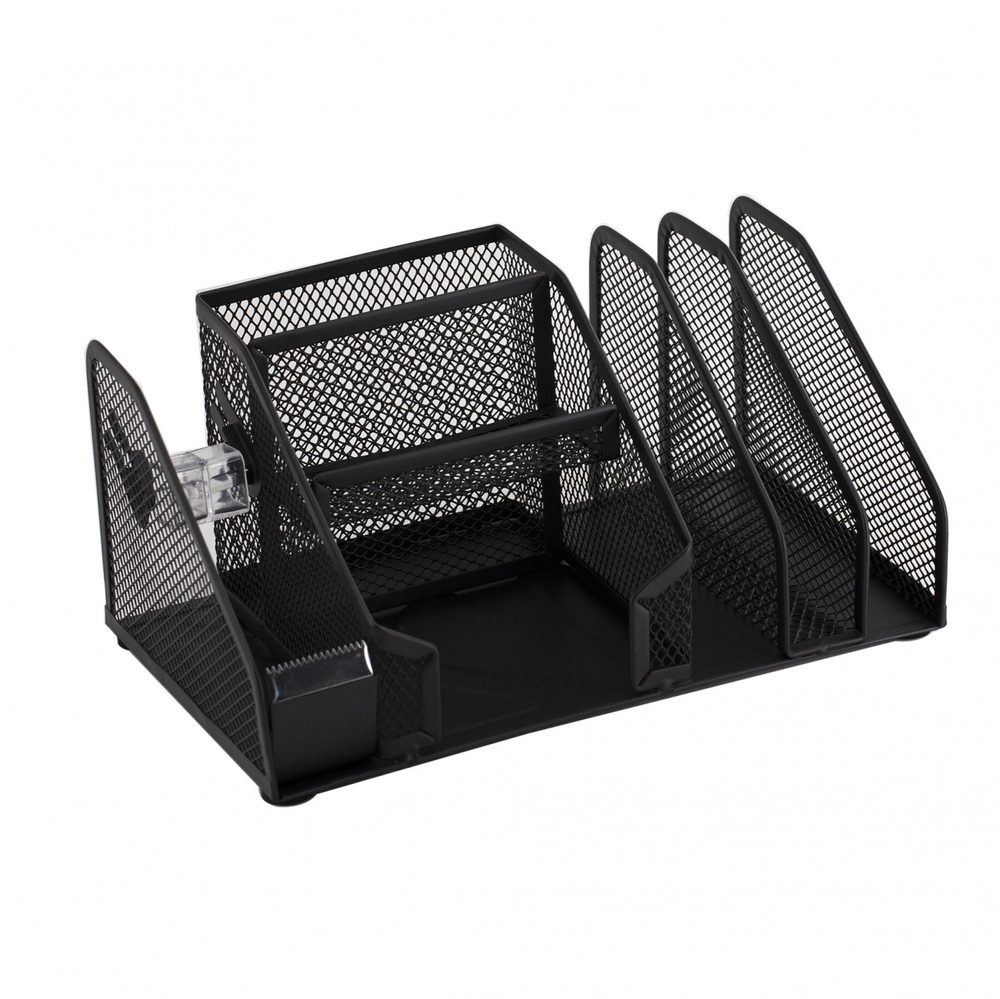 Подставка-органайзер д/канцтоваров, Alingar, металлическая, 22,5 см * 14,5 см*11 см, 7 отделений, держатель для скотча, черный