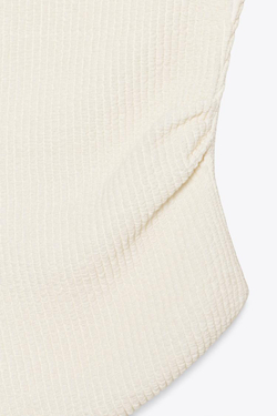 ZARA ТОП ТЕКСТУРНЫЙ СО СБОРКАМИ, ЭКРЮ