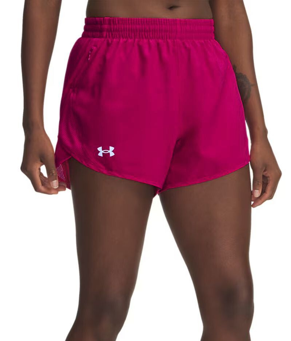 Женские Шорты теннисные Under Armour Fly-By 3in - оттенок фуксии/светоотражатель
