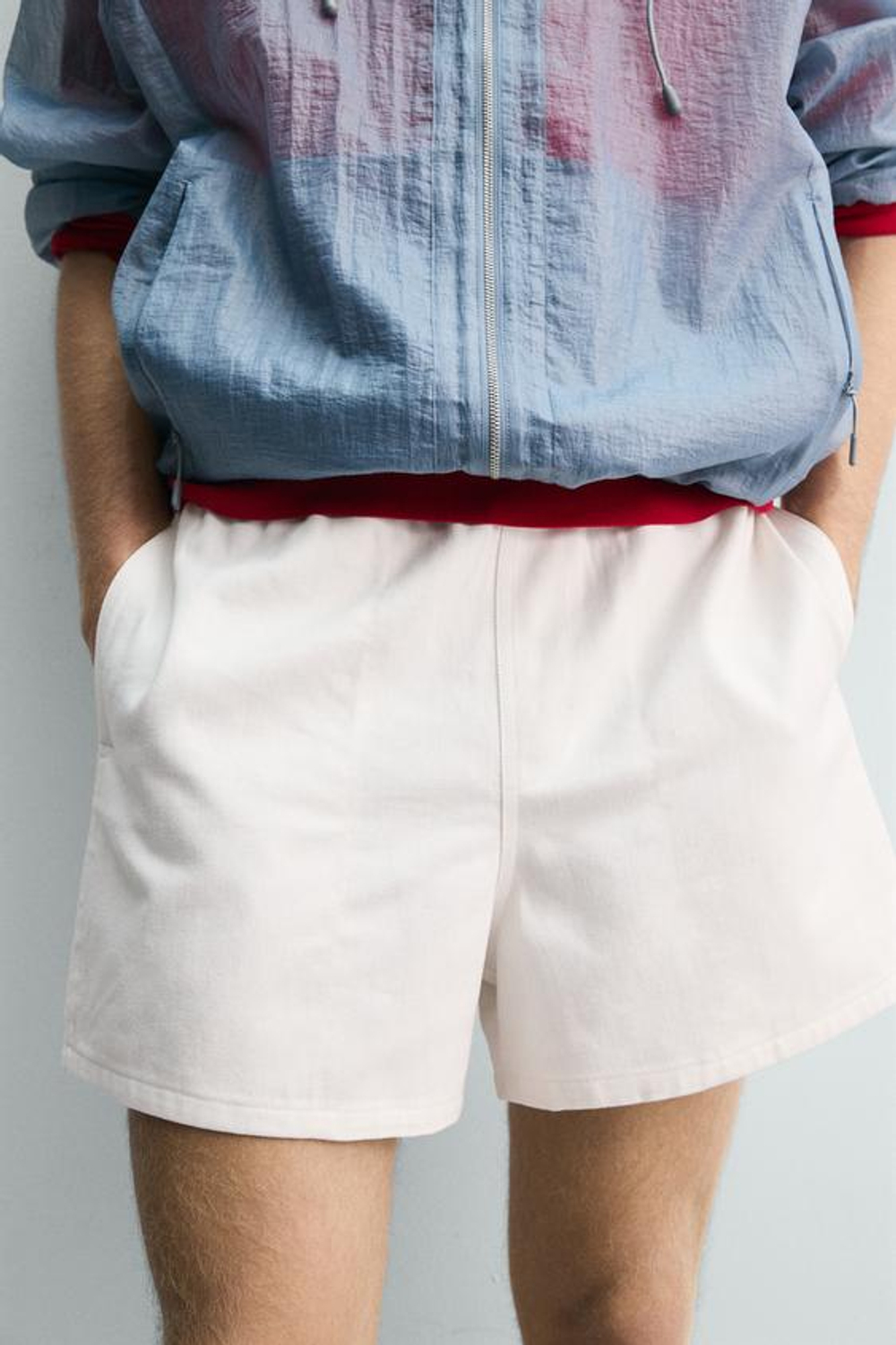 ZARA ШОРТЫ RELAXED FIT ИЗ РЕЛЬЕФНОЙ ТКАНИ, БЕЛЫЙ