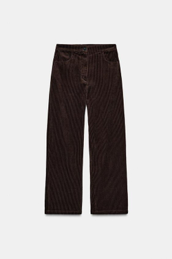 ZARA ВЕЛЬВЕТОВЫЕ БРЮКИ WIDE-LEG — ZW COLLECTION, КОРИЧНЕВЫЙ