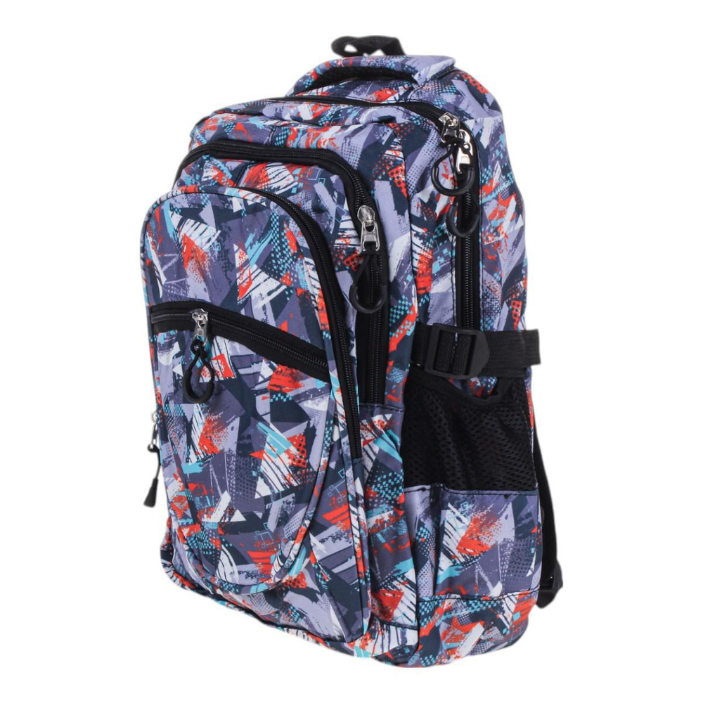 Рюкзак школьный 38*25*12см, серый, 2отдел+карман, 2бок.кармана