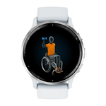 Спортивные часы Garmin Venu 3, 45 мм, силиконовый ремешок цвета «Уайтстоун» Безель из нержавеющей стали серебристого цвета, корпус цвета «Уайтстоун», AMOLED-дисплей со стеклом Gorilla Glass. Ремешок с классической застёжкой — на запястье обхватом 135–200