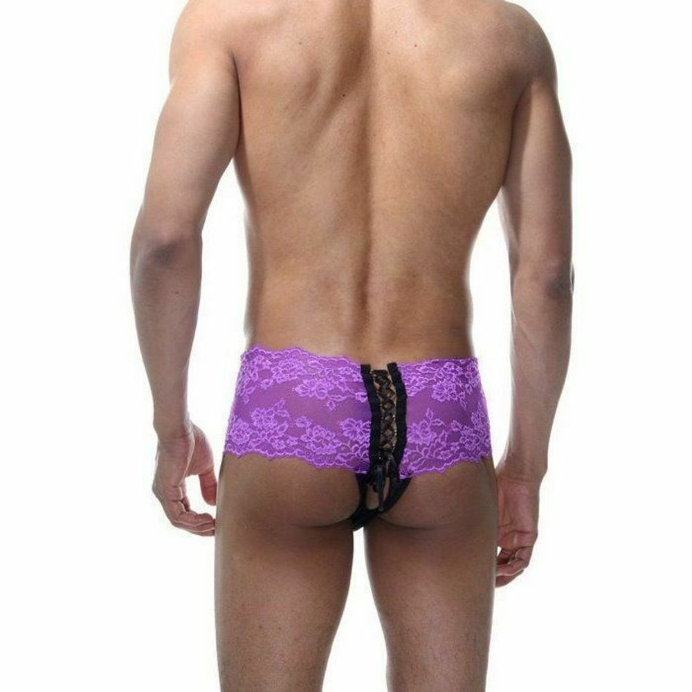 Мужские трусы тонги сиреневые кружевные La Blinque LB15412