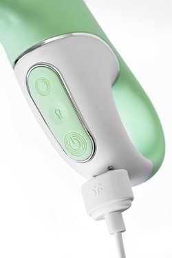 Нереалистичный вибратор Satisfyer Air Pump Bunny 5, силикон, зеленый, 15 см.