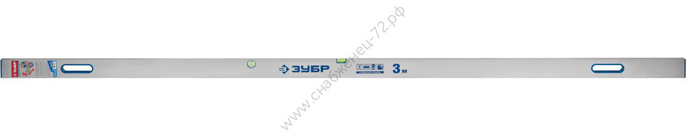 ЗУБР ППУ-Р 3м, точность 0.5 мм/м, 2 глазка, Правило с уровнем и ручками (1075-3.0)