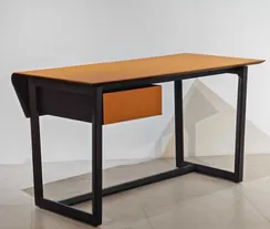 Письменный стол с ящиком 4570, экокожа цвета охра