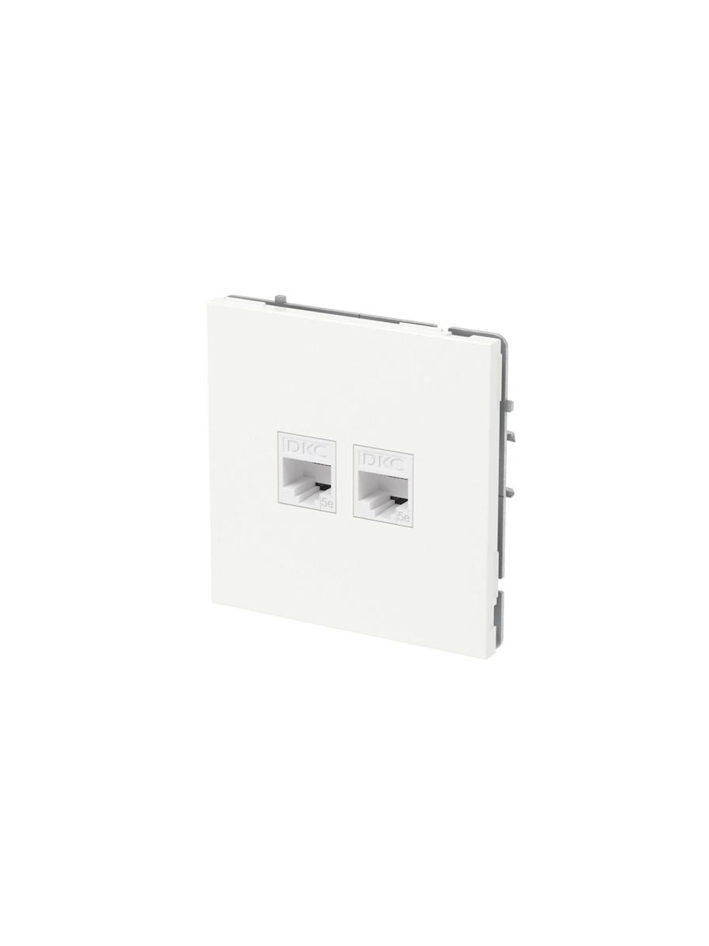 Розетка компьютерная 2-м KANT RJ45 кат.5E без шторки бел. магнолия DKC 7000664
