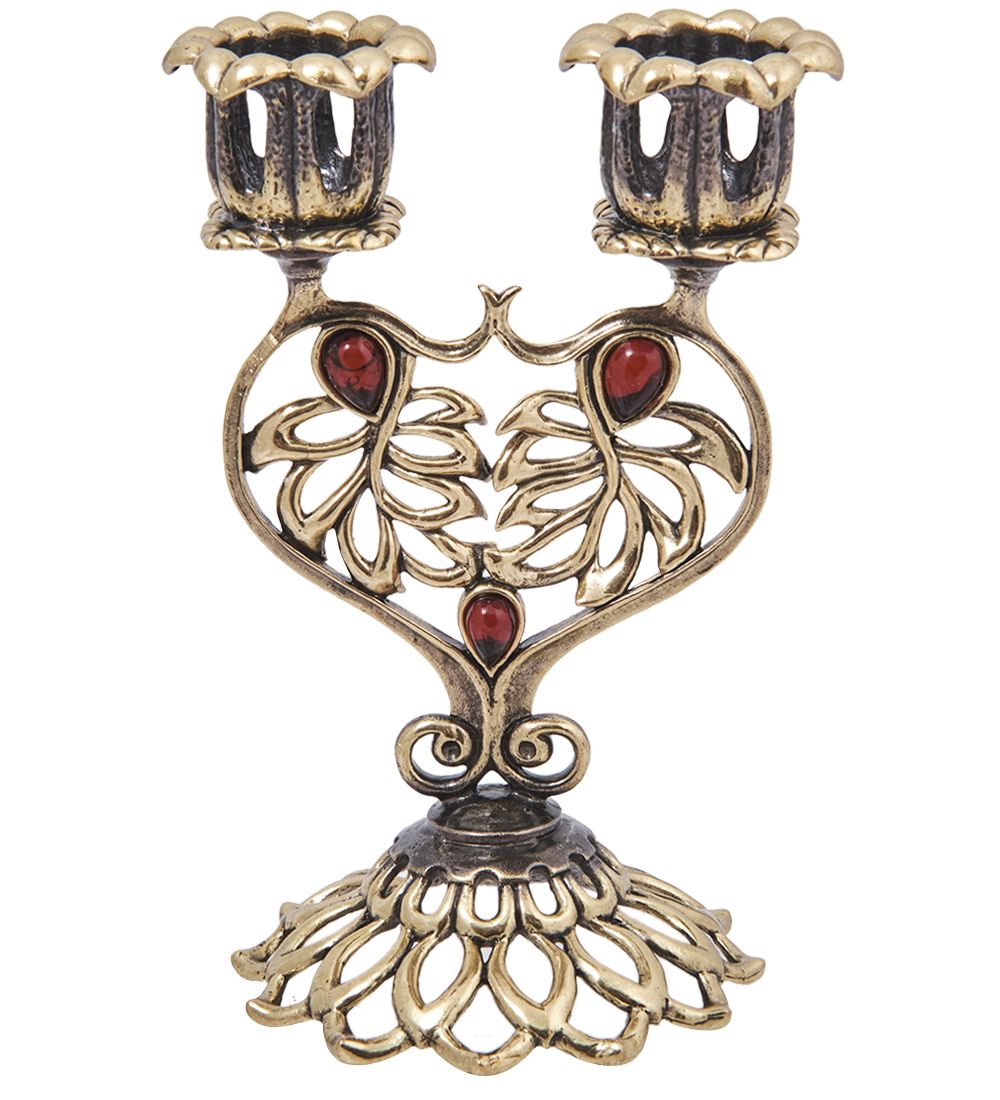 Народные промыслы AM-4081 Подсвечник «Канделябр Сердце» (латунь, янтарь)