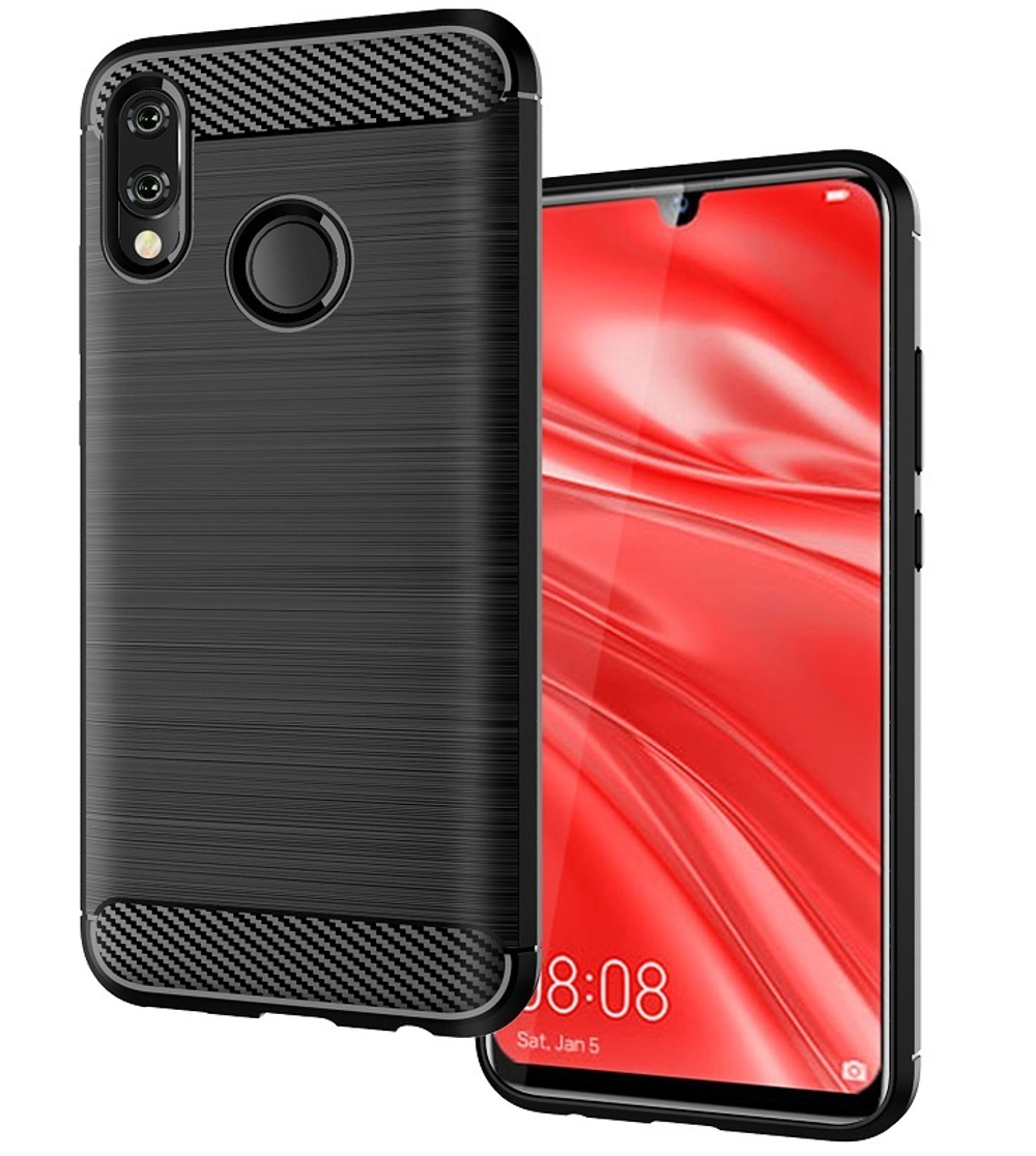 Чехол для Huawei Honor 10 lite (P Smart 2019 и Nova Lite3) цвет Black (черный), серия Carbon от Caseport