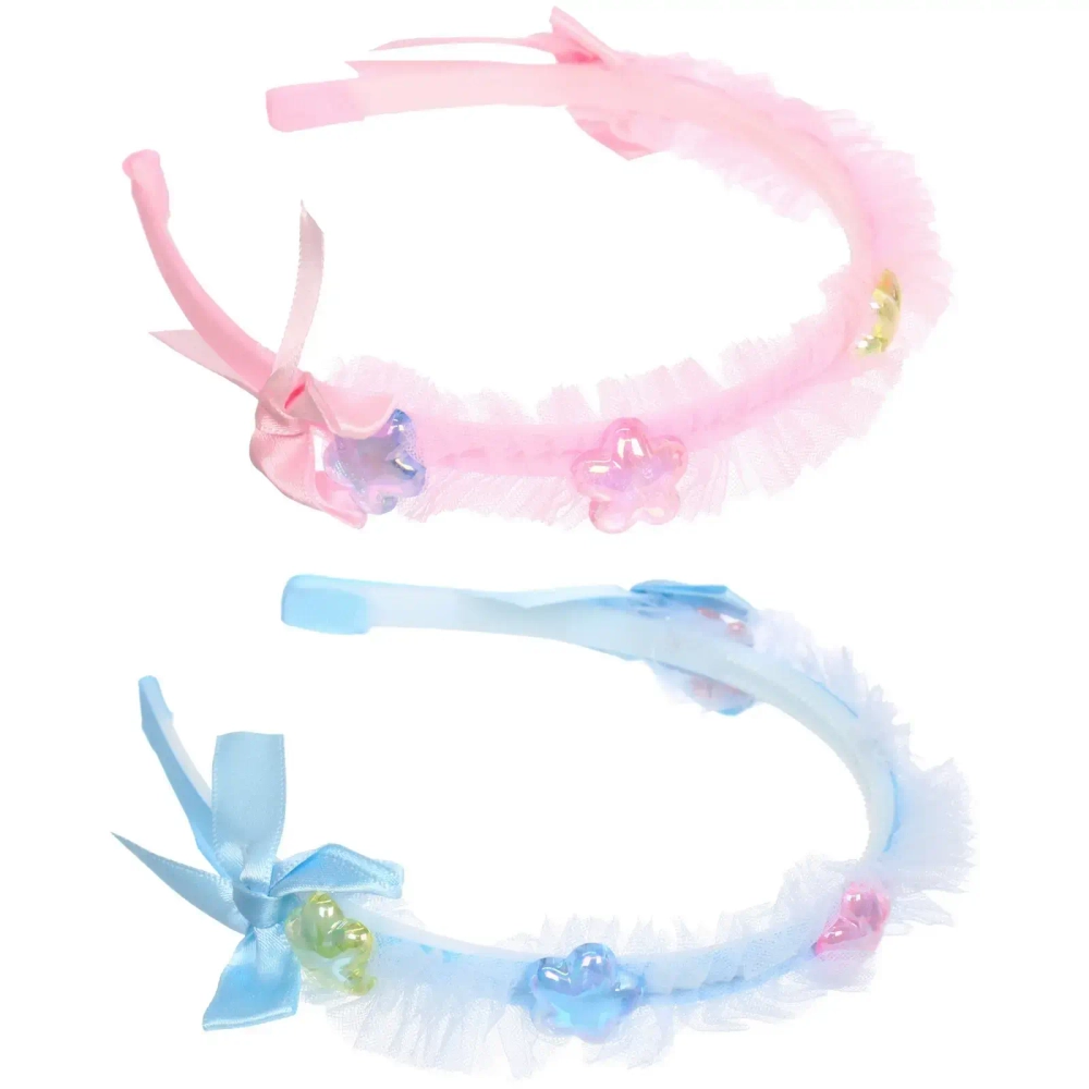 Ободок для волос детский «БАМБИ БУМ», цветочки, цвет розовый, лавандовый и голубой, 1.5см