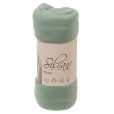 Плед 110х150см, 1.5-спальный, Silvano, цвет зеленый однотонный, флис, 100% полиэстер