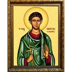 Никита Ниросский святой мученик. Икона на холсте.