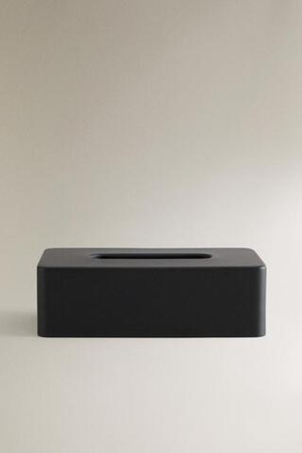 ZARA HOME КОРОБКА ДЛЯ САЛФЕТОК ИЗ СМОЛЫ, ЧЕРНЫЙ