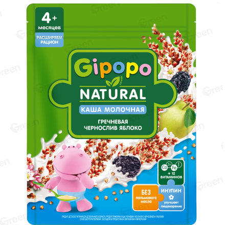 Каша молочная Gipopo Гречневая чернослив,яблоко 200 гр