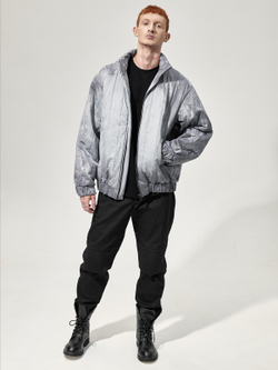 Бомбер стеганый вареный "Беломорканал". Сине-бурый