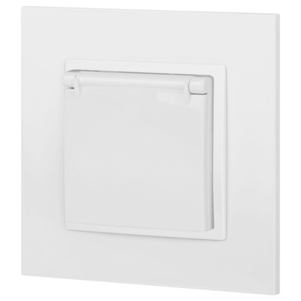 14-2103-01 ЭРА Розетка 2P+E Schuko со шторками с крышкой, 16A-250В, IP20, Эра Elegance, белый