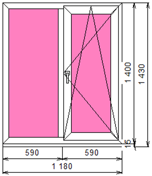 Пластиковое окно 1400 х 1180 ТермА Эко