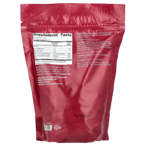 Bariatric Advantage, Chewy Bite с цитратом кальция, без сахара, карамель, 90 жевательных таблеток