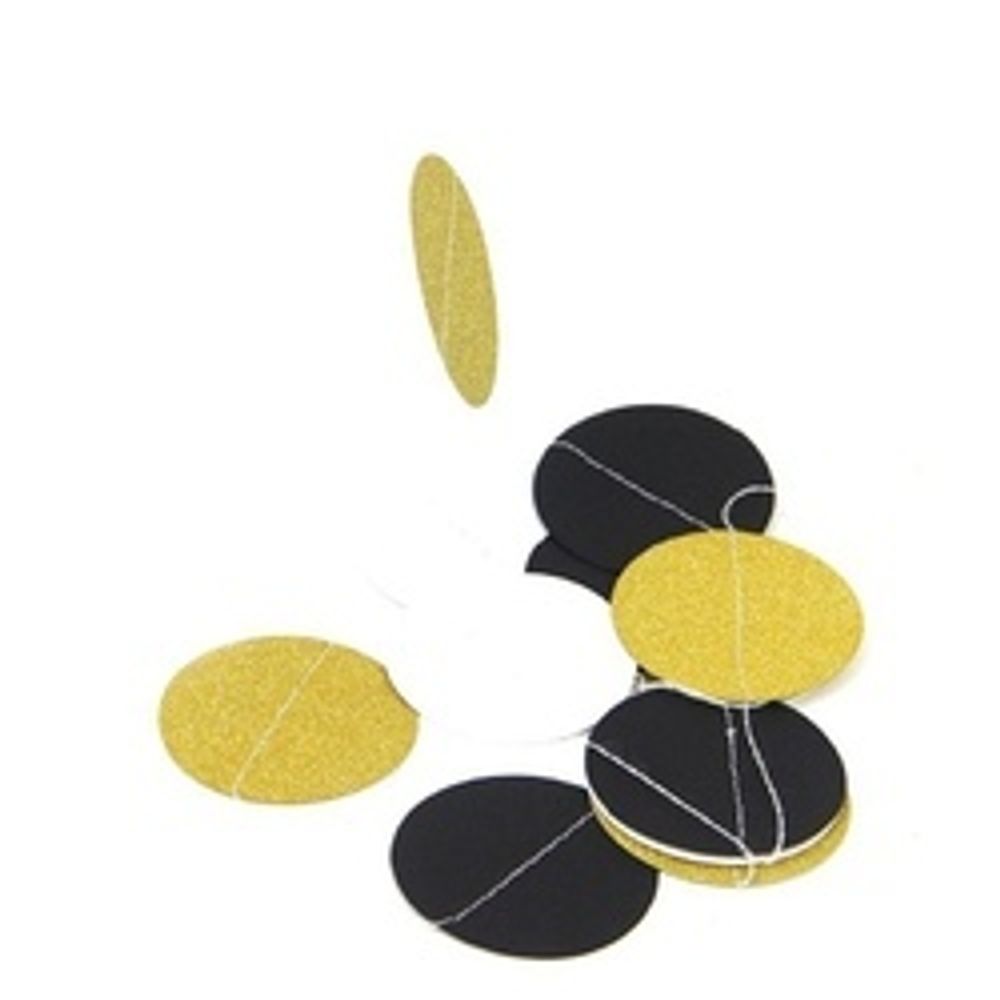 Гирлянда 2м "Круги Микс" Золотой, Черный, Белый