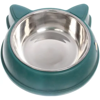 Миска пластиковая с металлической чашкой «КОТИКИКИС», цвет бирюзовый, 22,5*5,5 / 15,5*5см