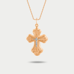 Крест православный из розового золота 585 пробы без вставки (арт. 74381)