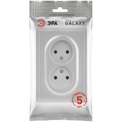 Розетка ЭРА Galaxy 15-2107-03 без заземления двойная 2X2P 16А-250В IP20 алюминий | Эра Galaxy